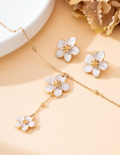 Azahar | Set de collar y aros florales